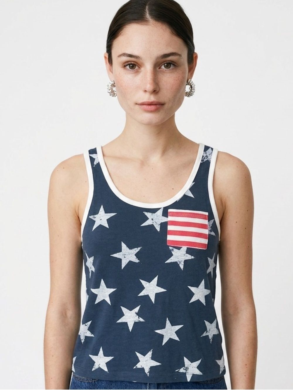 FIFTH SUN | American Flag Tank Top Navy Blue, Red & White Women’s Size Small